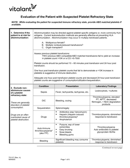 Platelet Transfusion Refractoriness