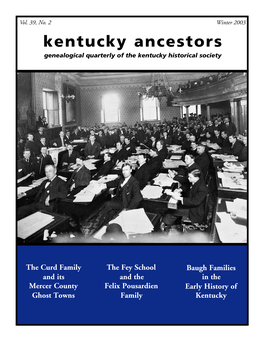 Kentucky Ancestors Genealogical Quarterly of the Kentucky Historical Society