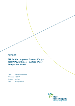 EIA for the Proposed Gamma-Kappa 765Kv Power Lines - Surface Water Study – EIA Phase