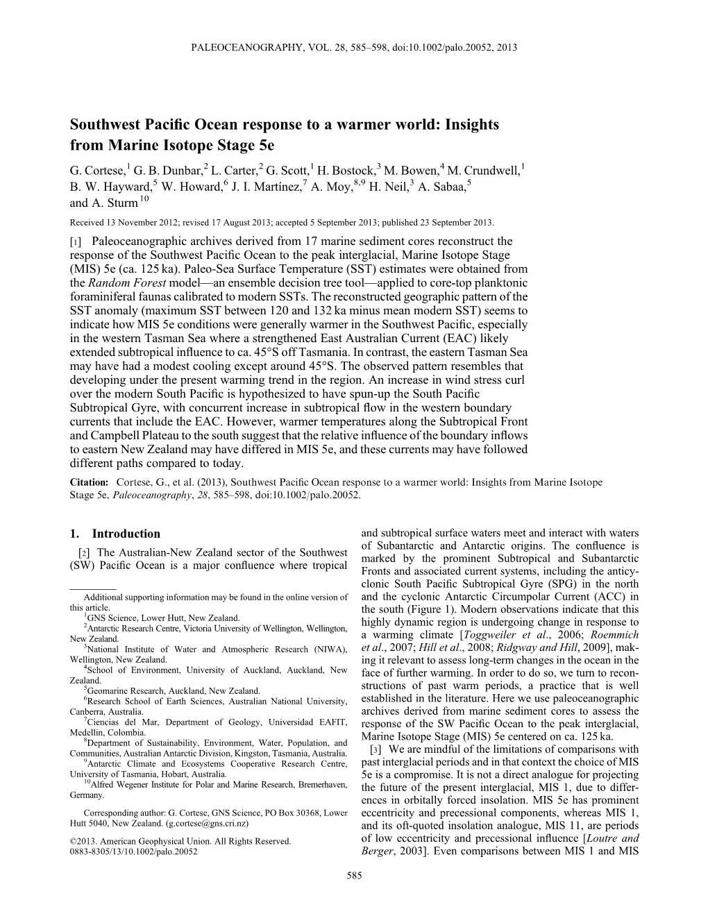 Southwest Pacific Ocean Response to a Warmer World