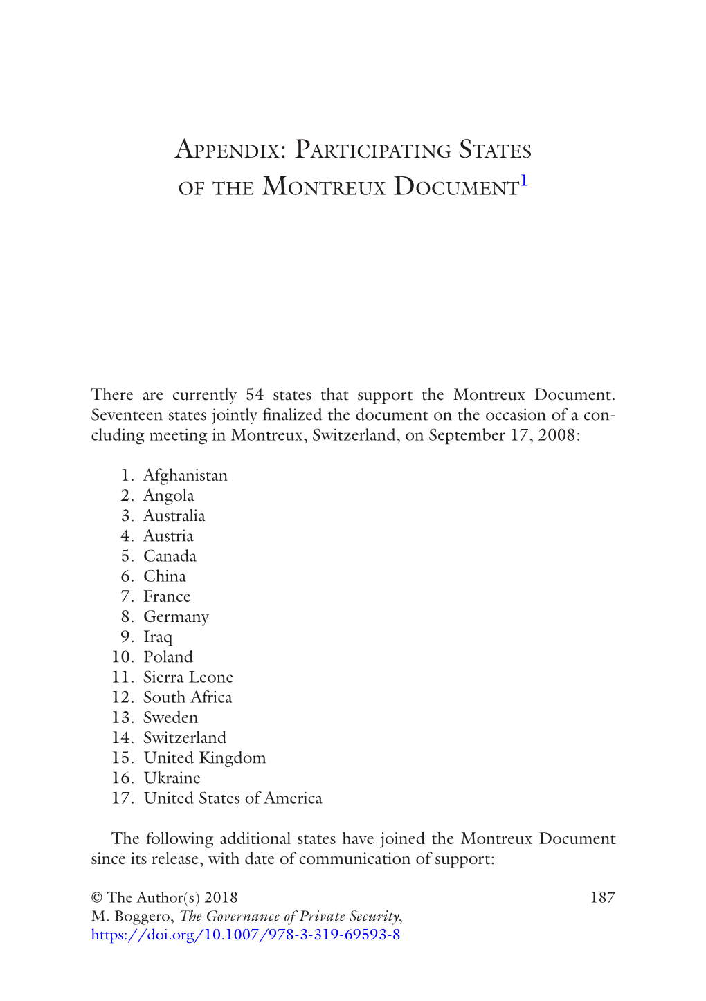 Appendix: Participating States of the Montreux Document1