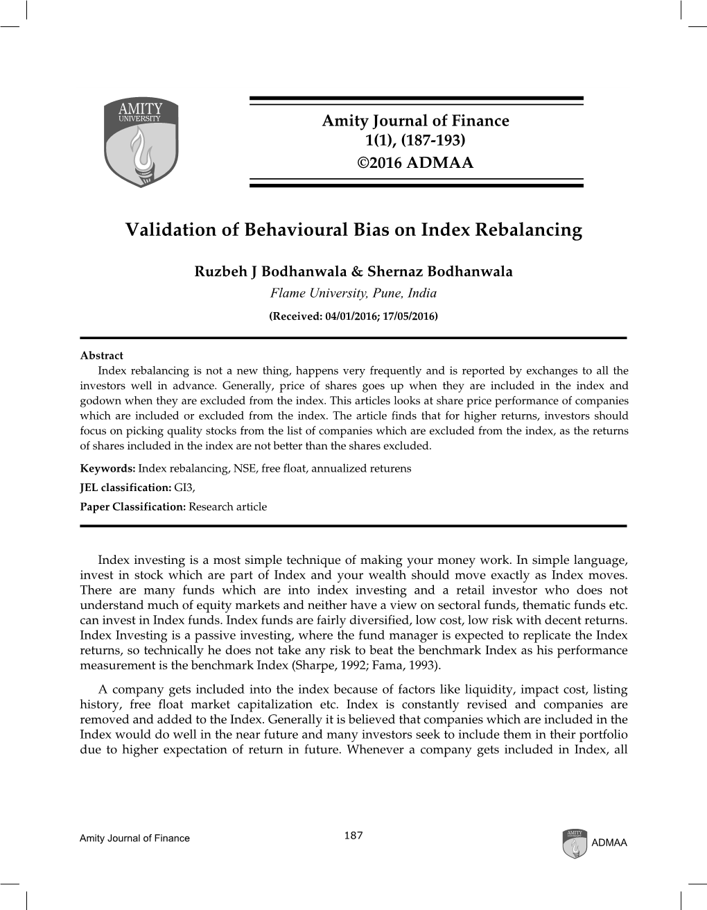 Validation of Behavioural Bias on Index Rebalancing