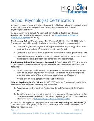 School Psychologist Certification