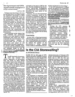 Is the CIA Stonewalling? L a Matter Ot Survival