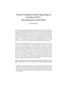 French Canadians and the Beginning of the War of 1812: Revisiting the Lachine Riot