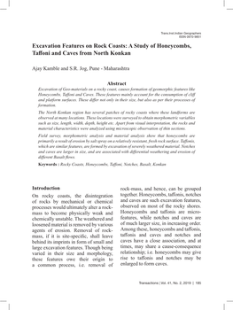 A Study of Honeycombs, Taffoni and Caves from North Konkan