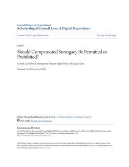 Should Compensated Surrogacy Be Permitted Or Prohibited? Cornell Law School