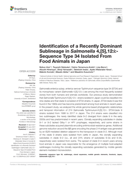 Identification of a Recently Dominant Sublineage in Salmonella 4,[5],12:I:- Sequence Type 34 Isolated from Food Animals in Japan