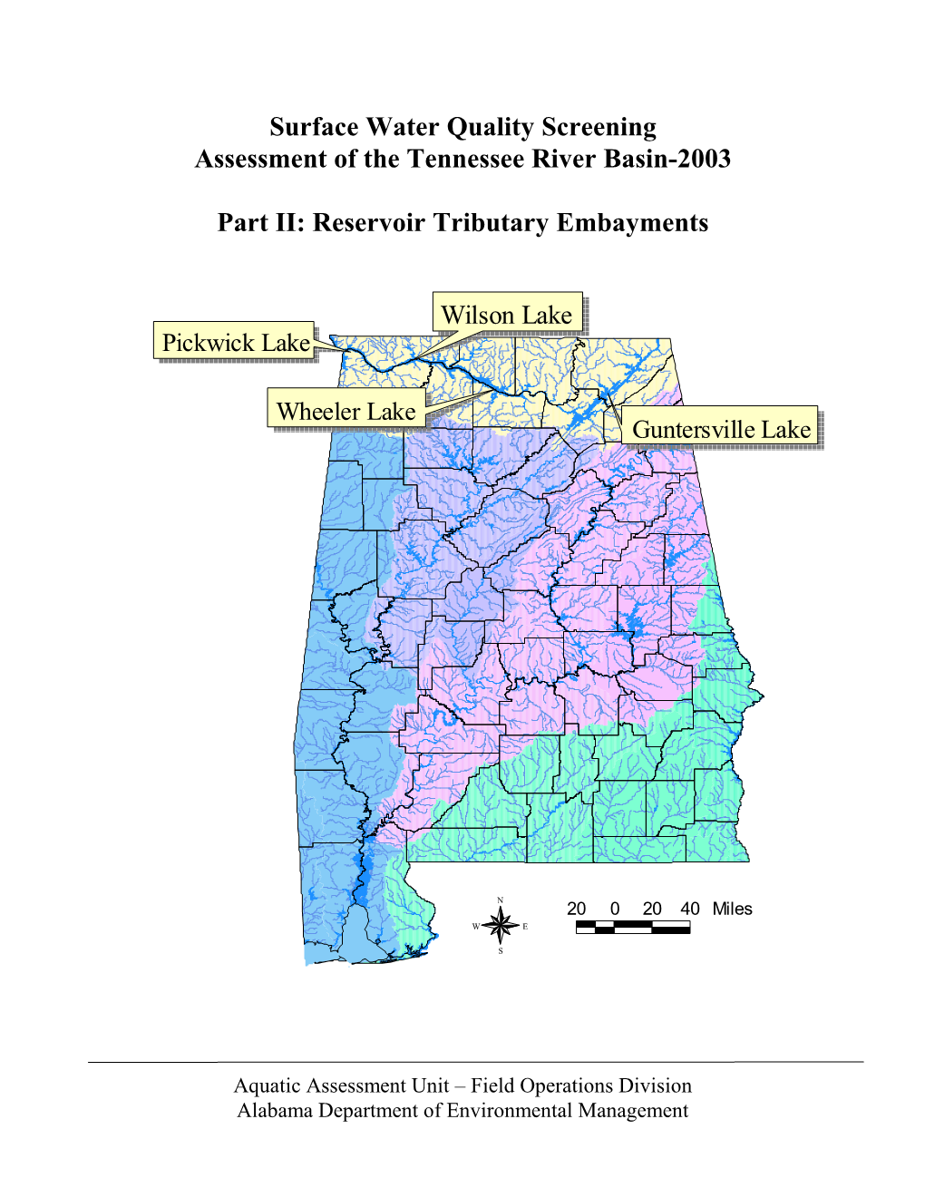 Surface Water Quality Screening Assessment of the Tennessee River Basin-2003