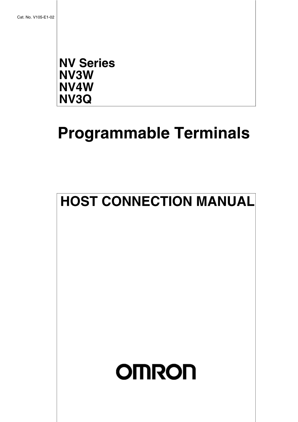 NV Series Programmable Terminals, Host Connection Manual