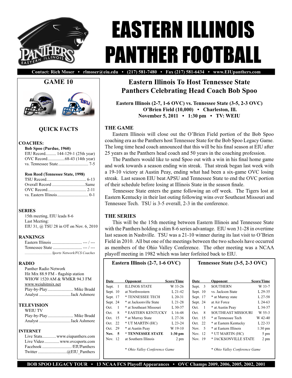 Eastern Illinois Panther Football