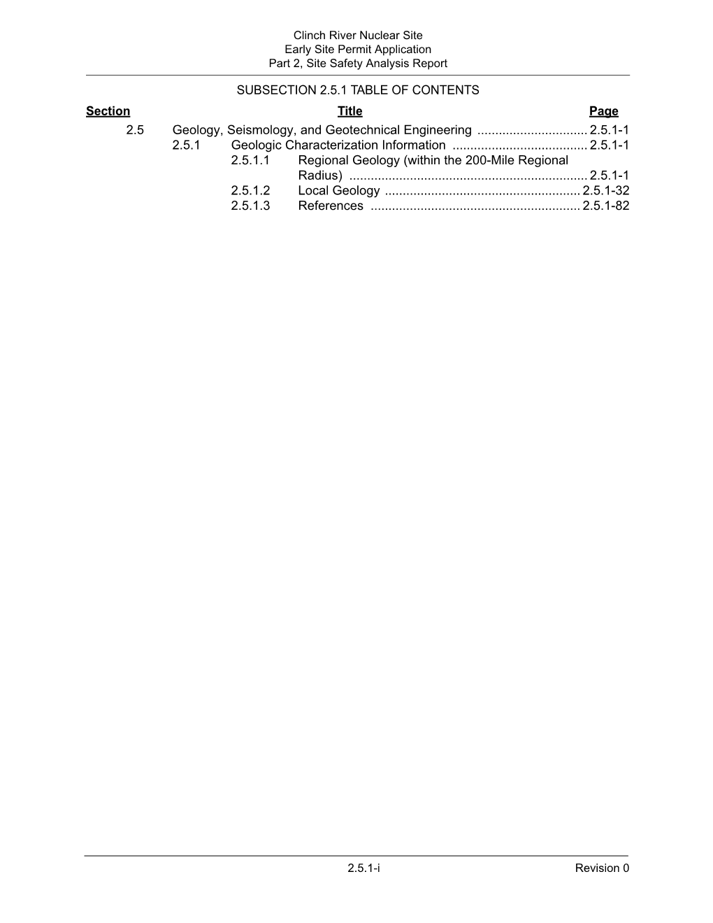 Section 2.5.1 Geologic Characterization Information