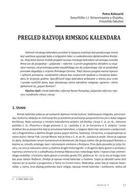 Pregled Razvoja Rimskog Kalendara