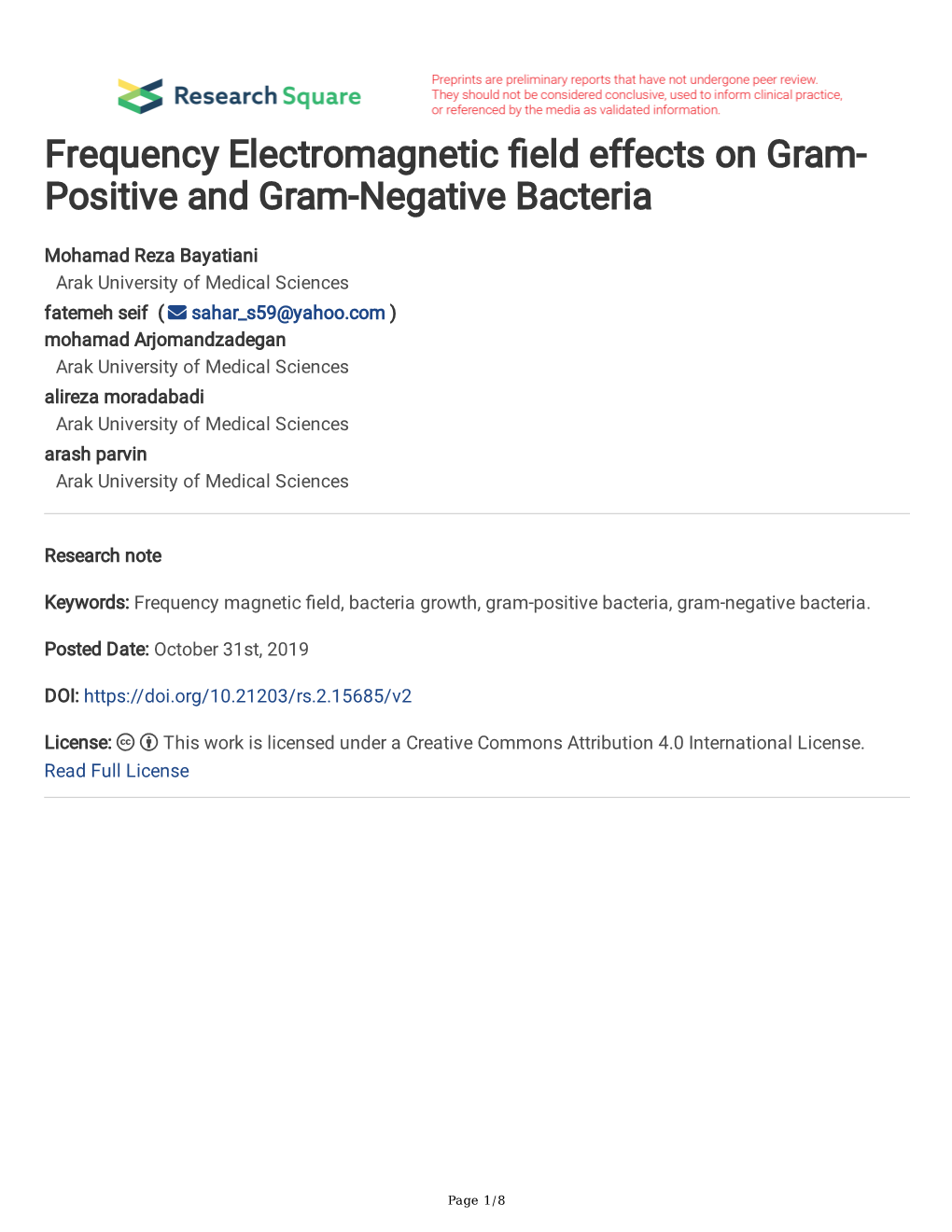 Frequency Electromagnetic Field Effects on Gram- Positive and Gram