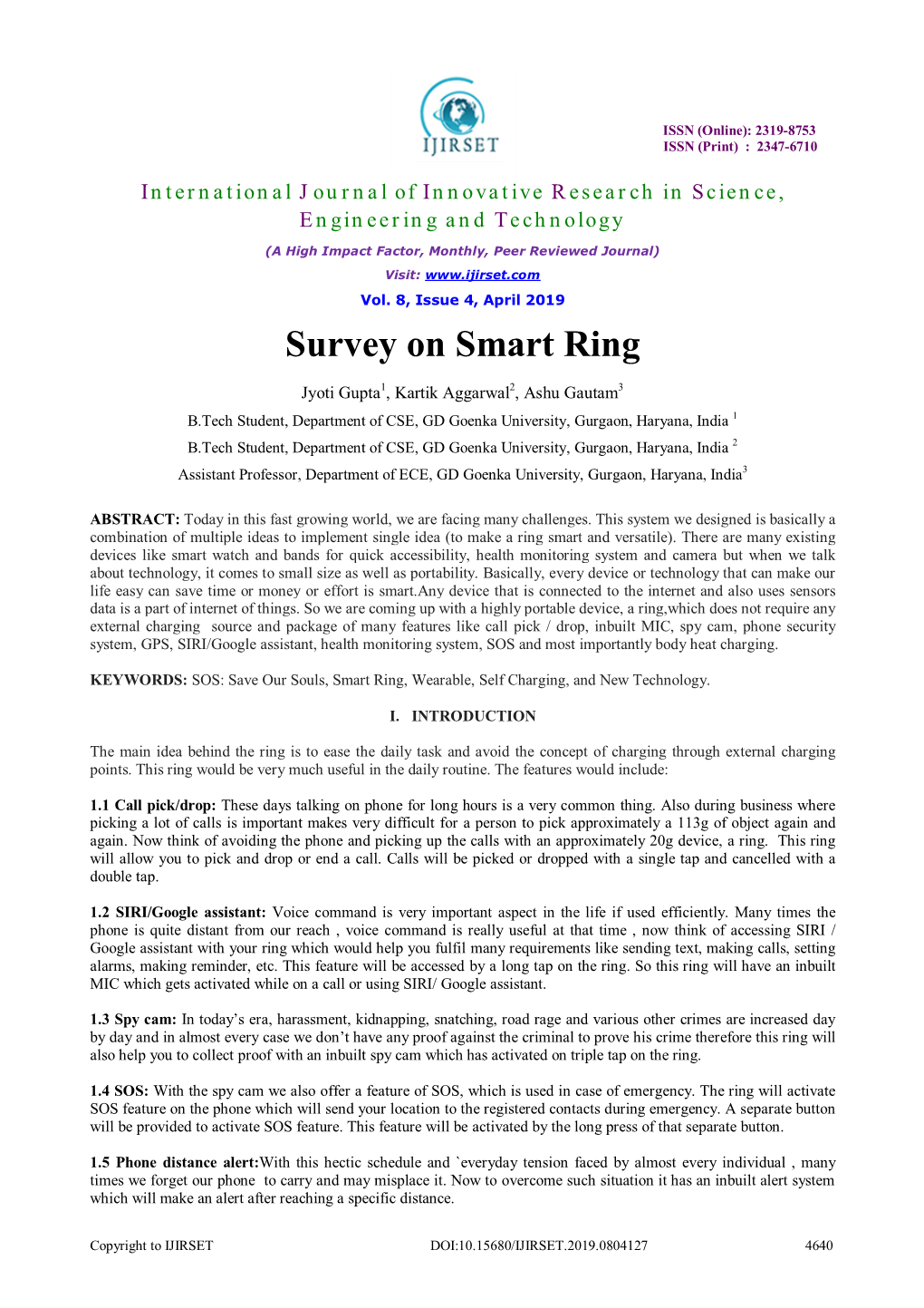 Survey on Smart Ring