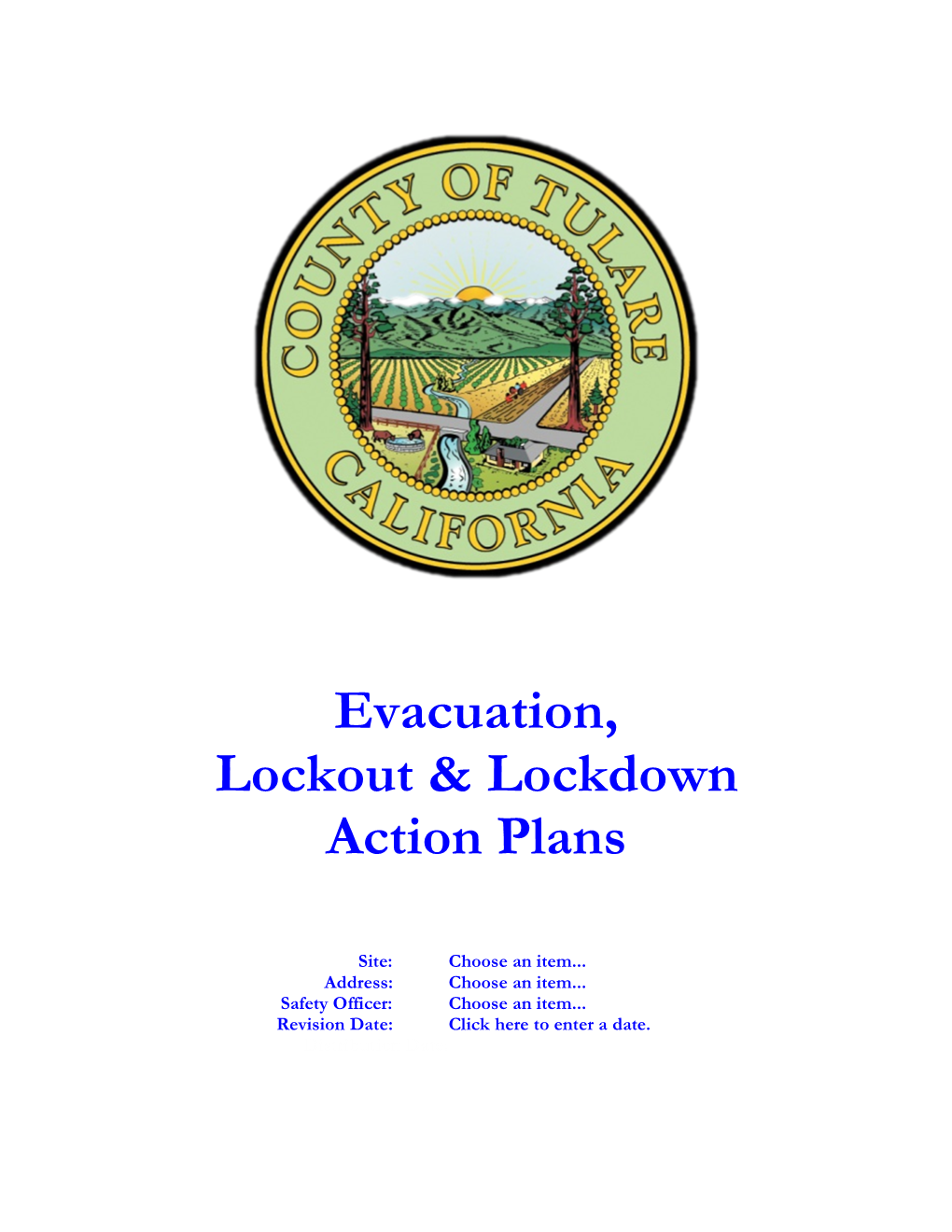 Evacuation, Lockout & Lockdown Action Plans