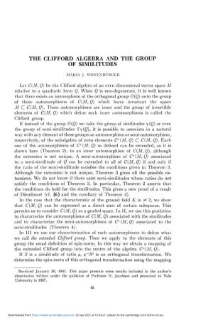 The Clifford Algebra and the Group of Similitudes