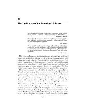 12 the Unification of the Behavioral Sciences