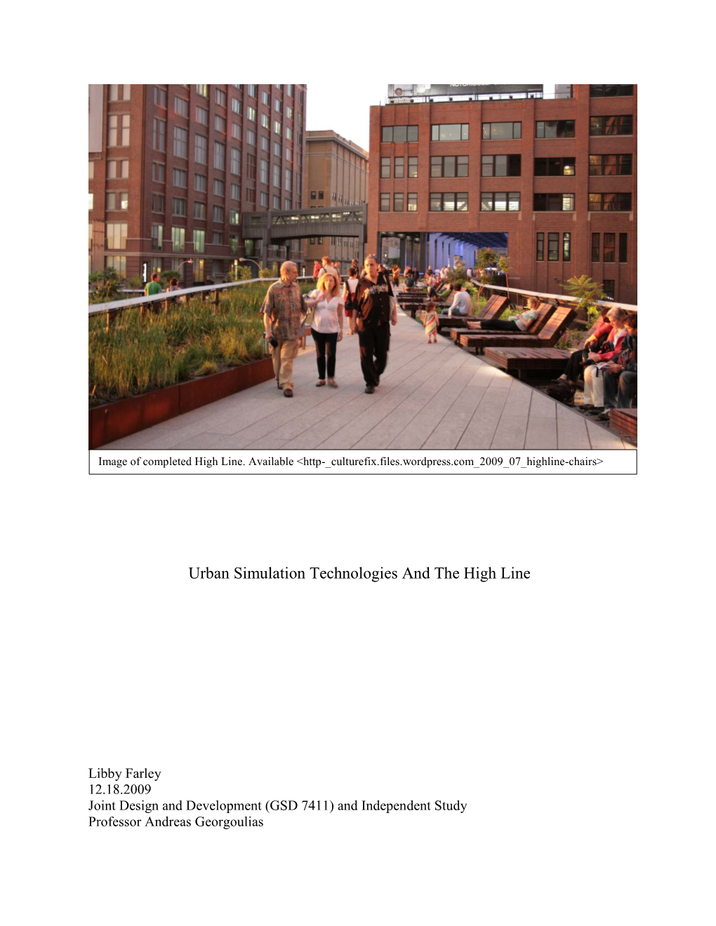 Urban Simulation Technologies and the High Line