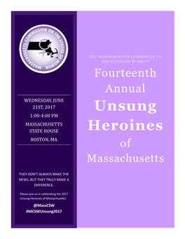 Unsung Heroines of Massachusetts! @Masscsw #Mcswunsung2017