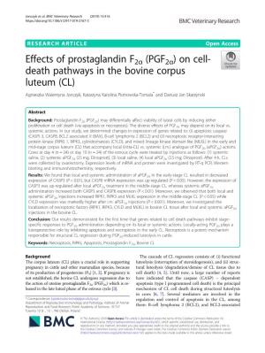 Effects of Prostaglandin F2α (Pgf2α) on Cell-Death Pathways in the Bovine Corpus Luteum
