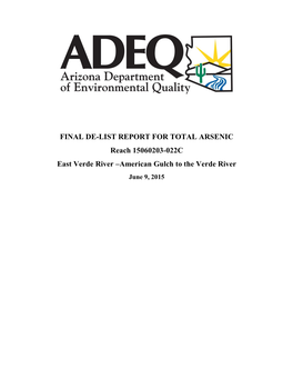 East Verde TMDL Arsenic De-List Report