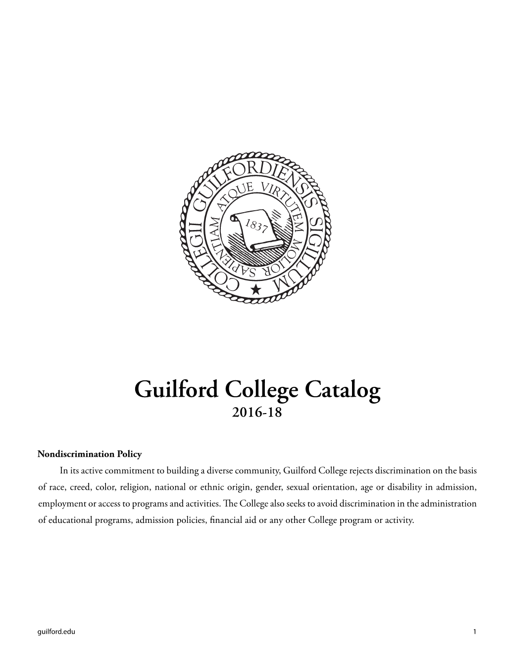 2016-18 Guilford College Catalog