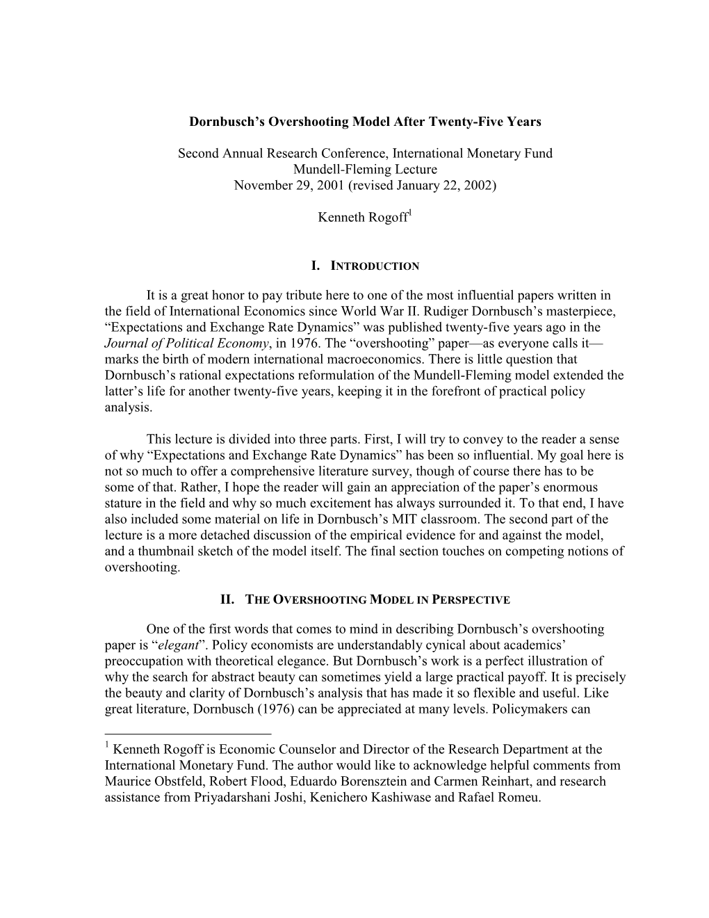 Dornbusch's Overshooting Model After Twenty-Five Years, The