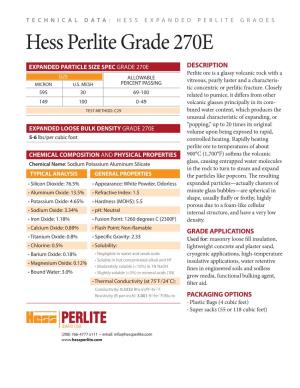 Hess Perlite Grade 270E