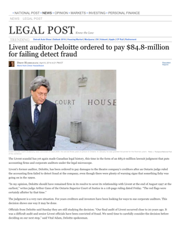 Livent Auditor Deloitte Ordered to Pay $84.8Million for Failing Detect Fraud