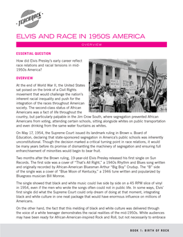 Elvis and Race in 1950S America