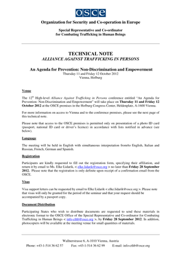 Technical Note Alliance Against Trafficking in Persons
