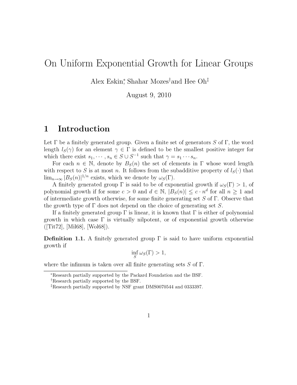 On Uniform Exponential Growth for Linear Groups