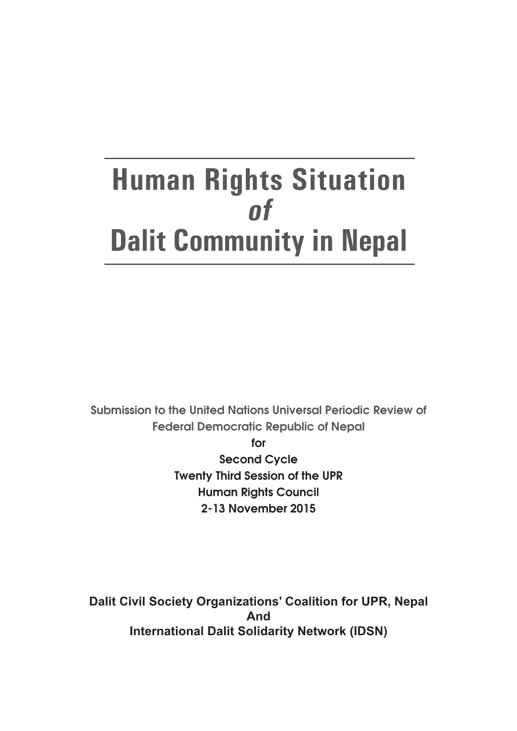 Human Rights Situation Dalit Community in Nepal