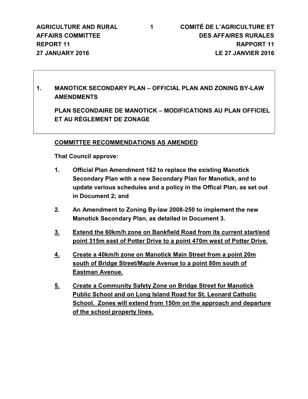 Comité De L'agriculture Et Des Affaires Rurales December 10, 2015 / 10 Décembre 2015