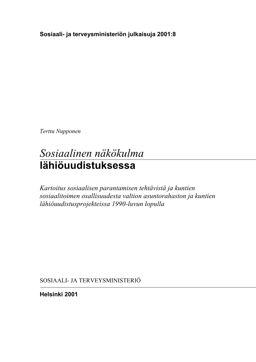 Ja Terveysministeriön Monisteita 2000