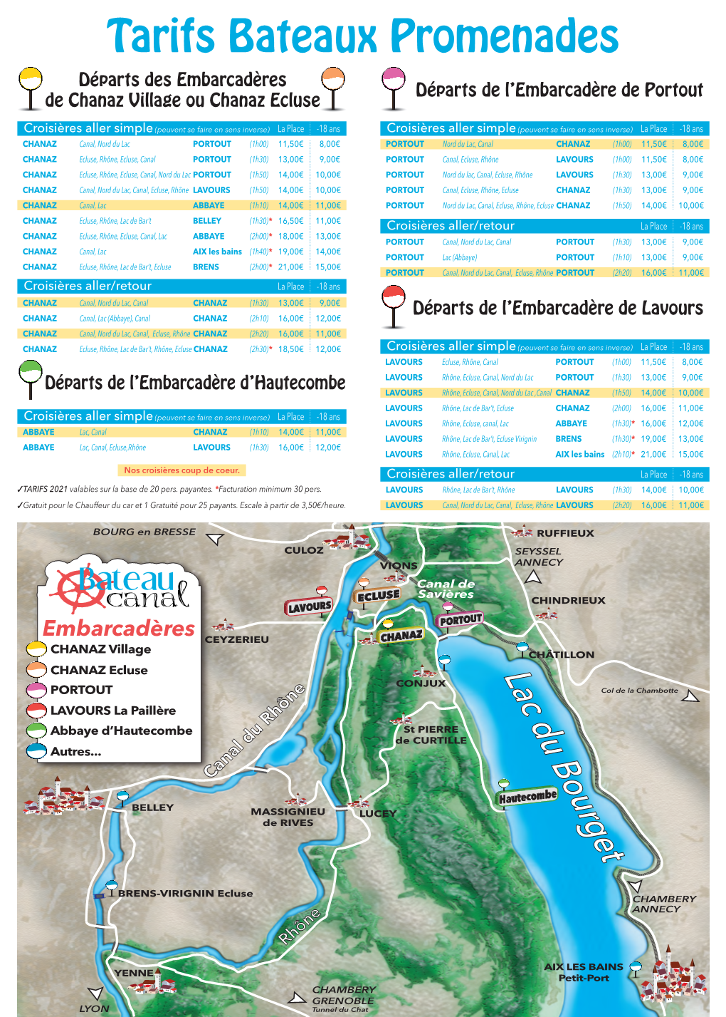 Tarifs Bateaux Promenades Départs Des Embarcadères Départs De L’Embarcadère De Portout De Chanaz Village Ou Chanaz Ecluse