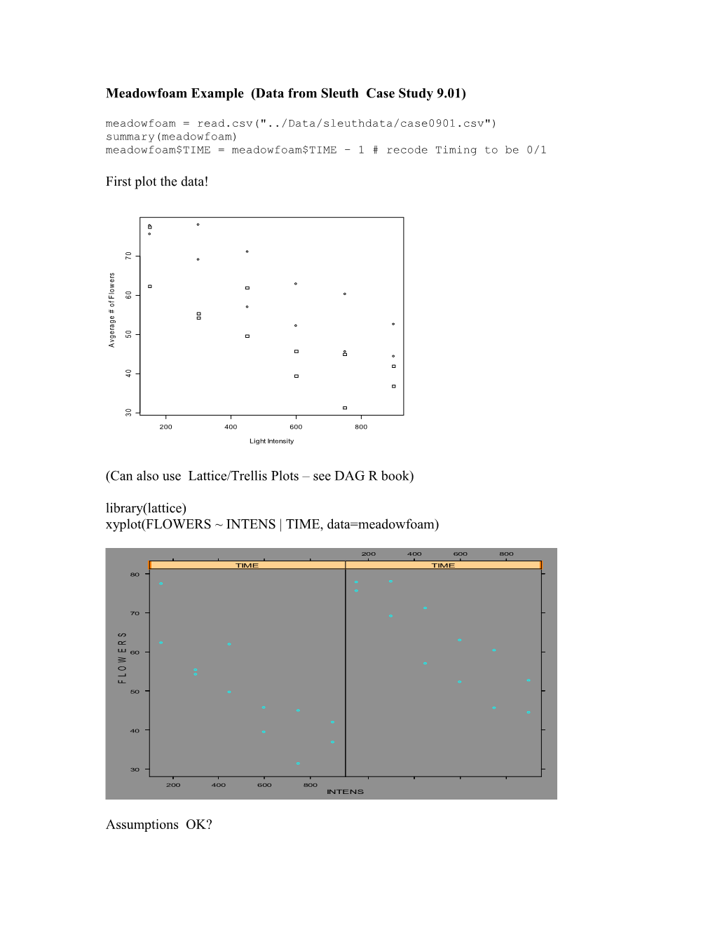 Meadowfoam Example (Data from Sleuth Case Study 9 s1