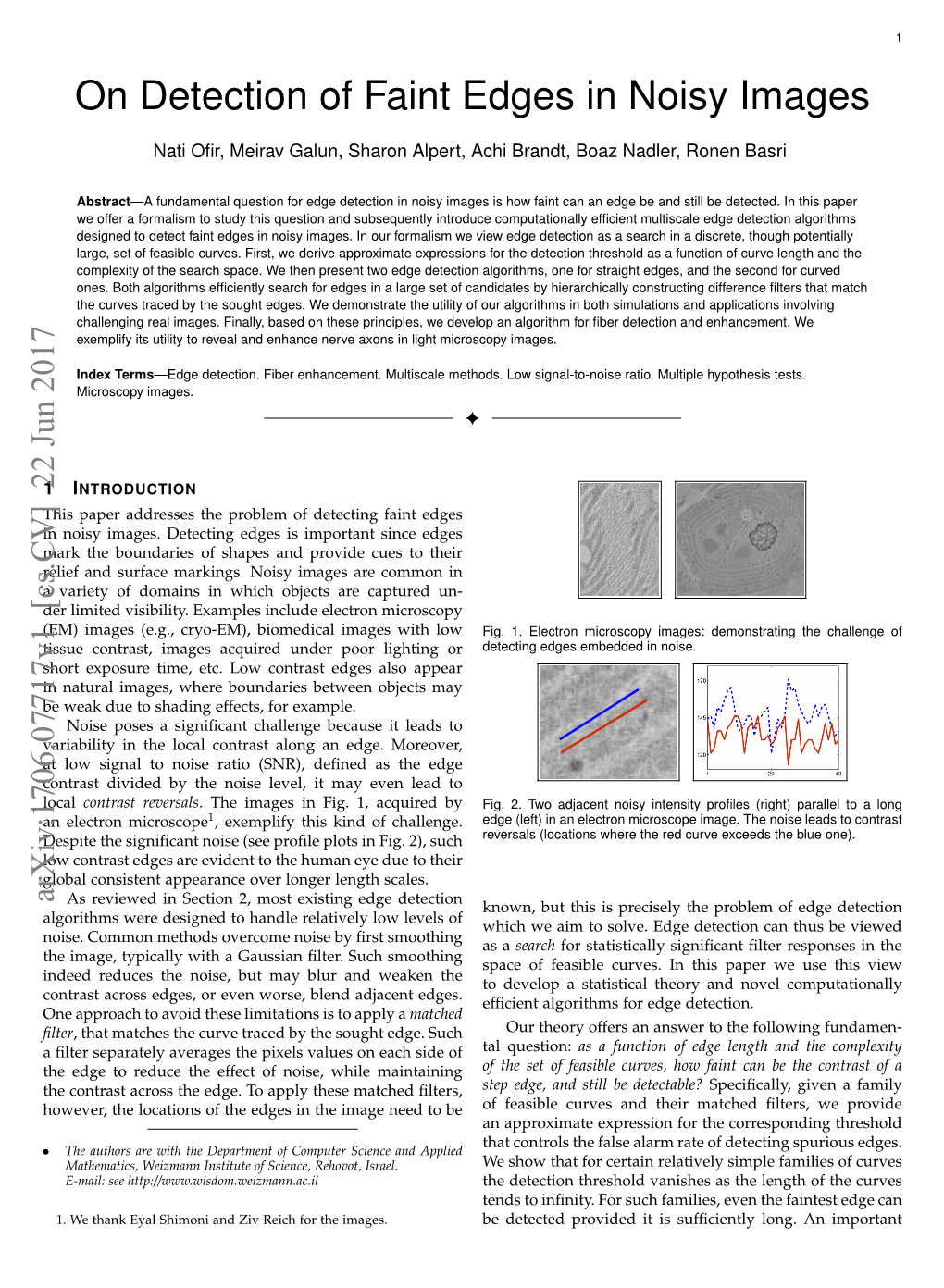 On Detection of Faint Edges in Noisy Images