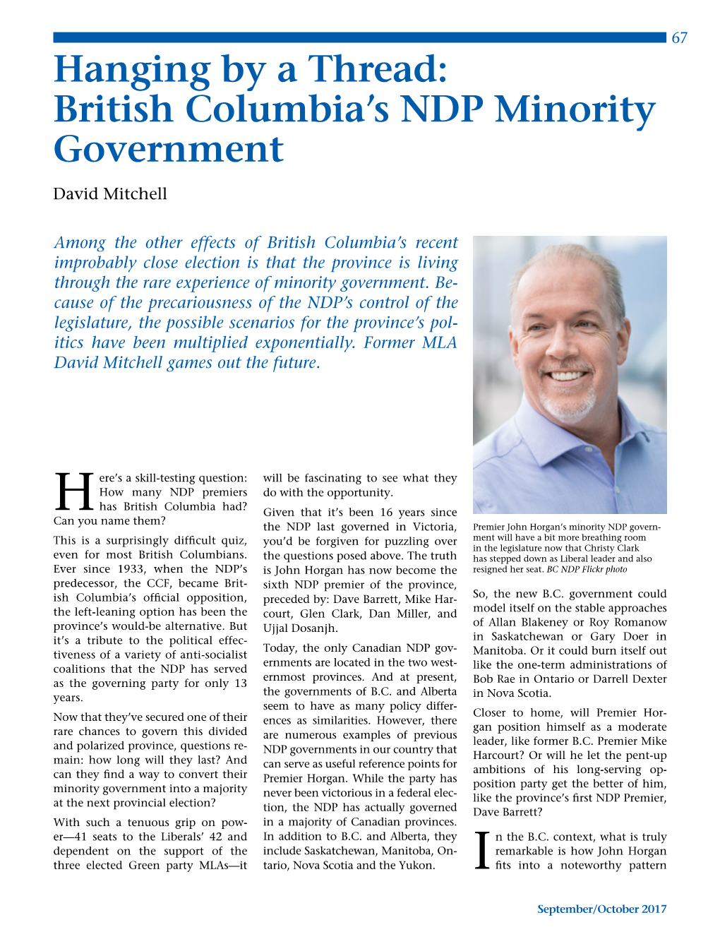 British Columbia's NDP Minority Government