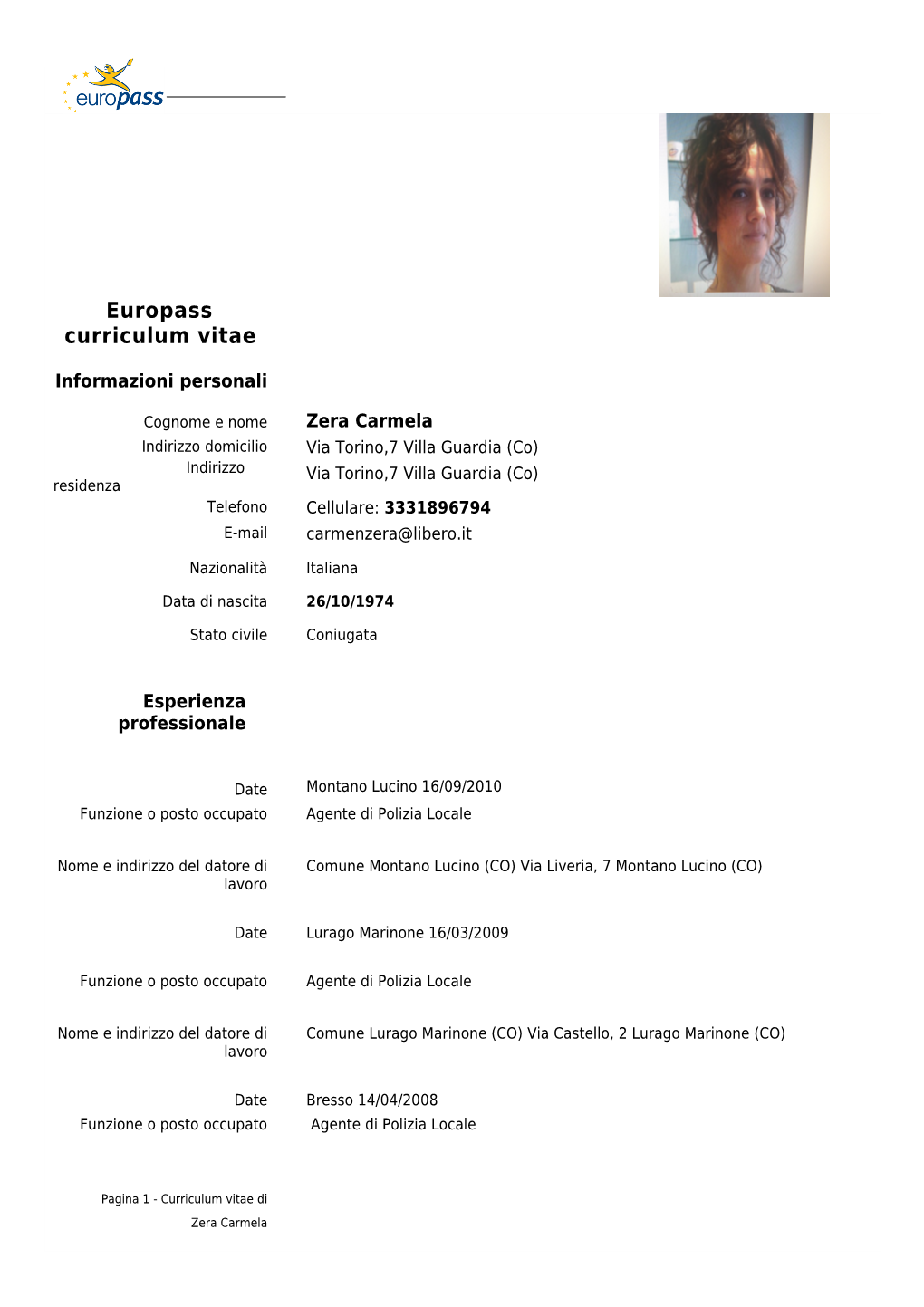 Europass Curriculum Vitae