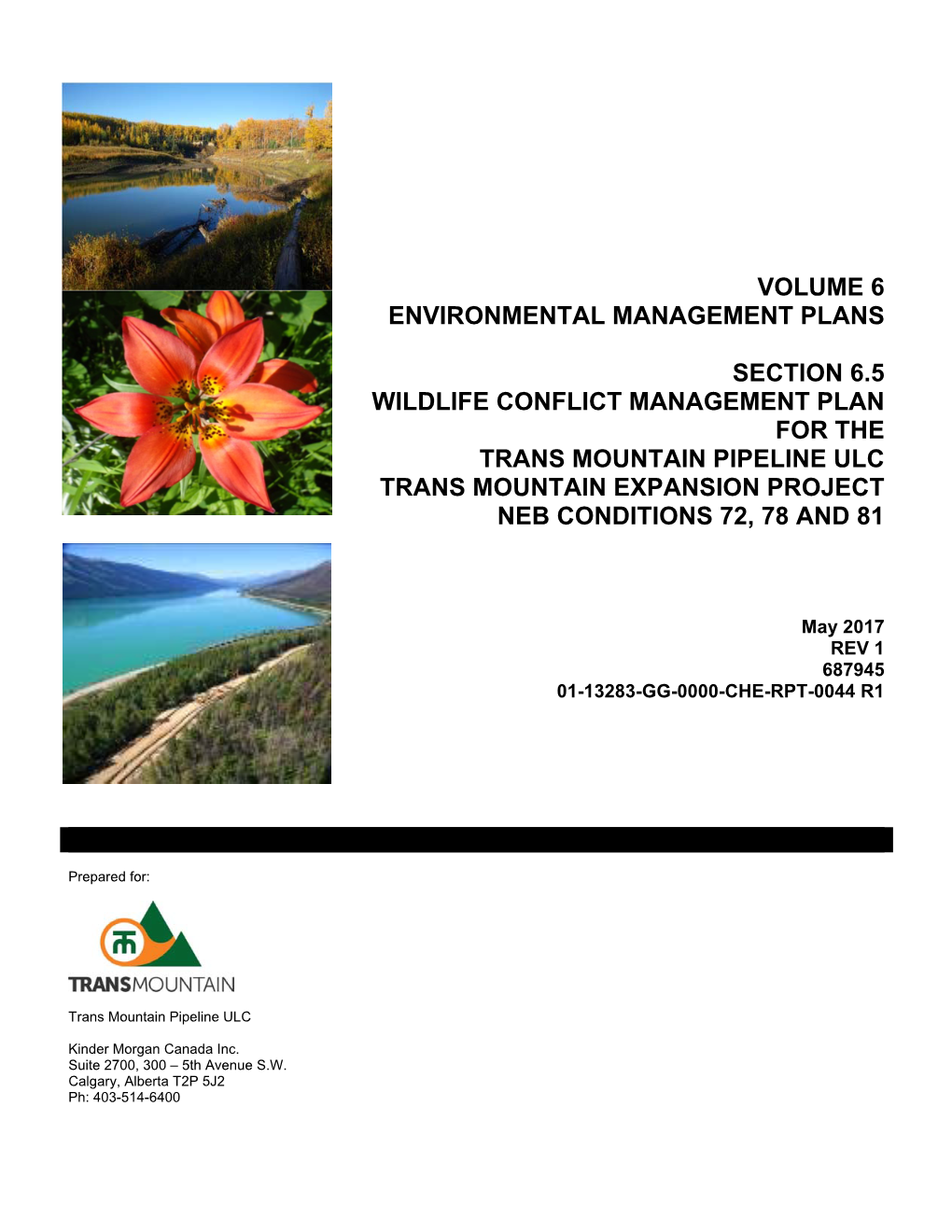 VOL 6 Trans Mountain Attachment 1 Wildlife Conflict Condition 72