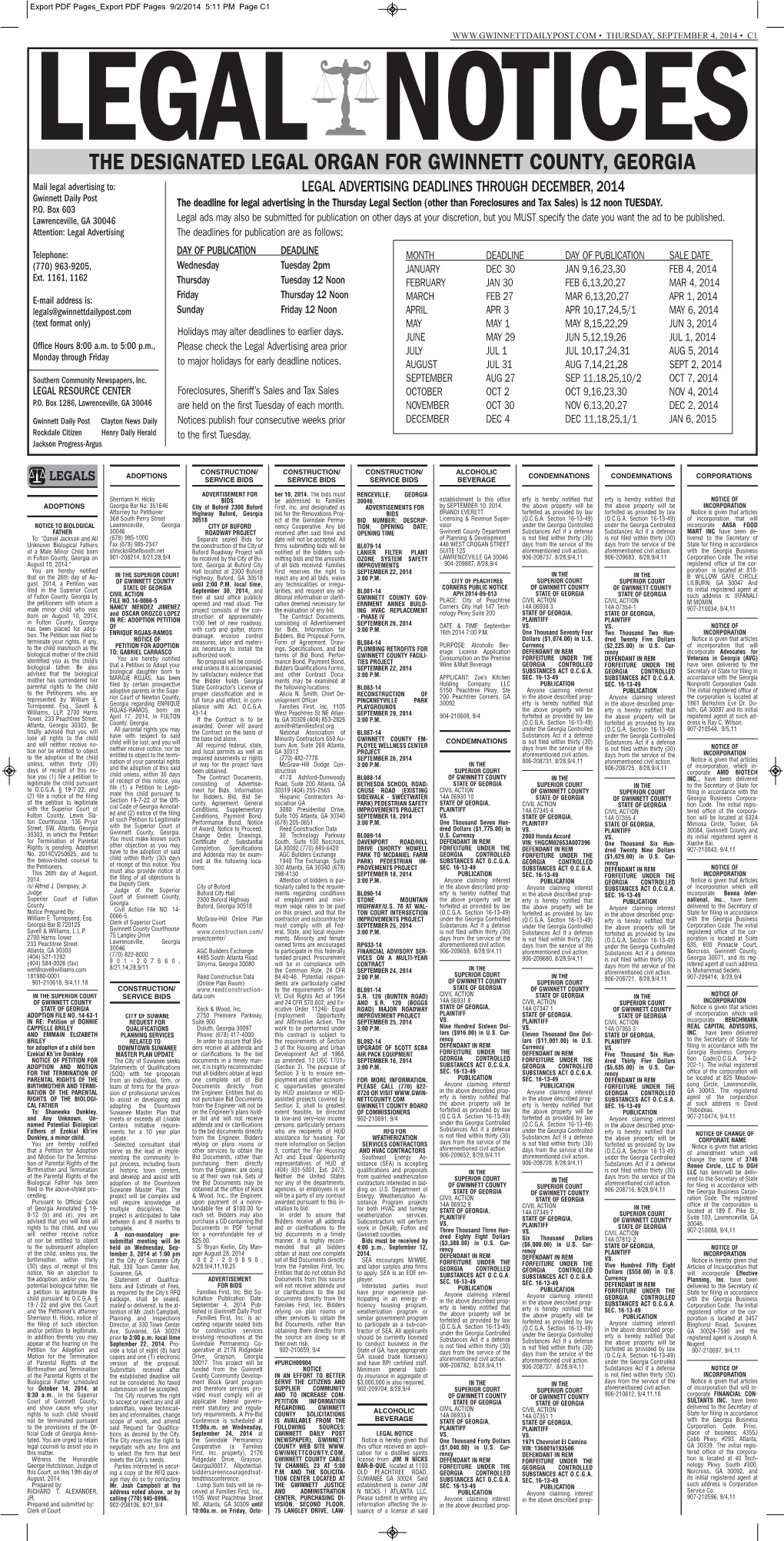 The Designated Legal Organ for Gwinnett County, Georgia