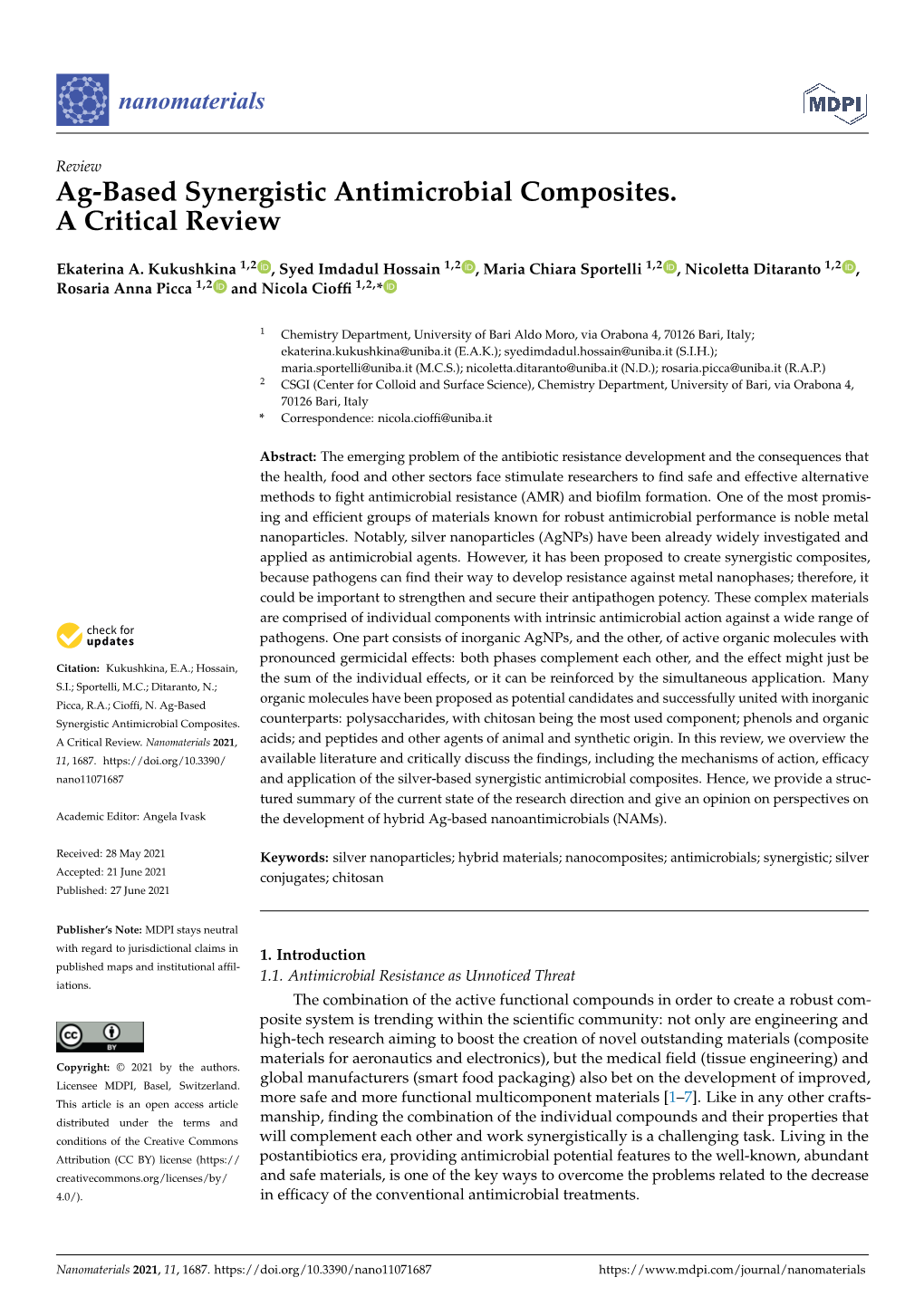 Ag-Based Synergistic Antimicrobial Composites. a Critical Review