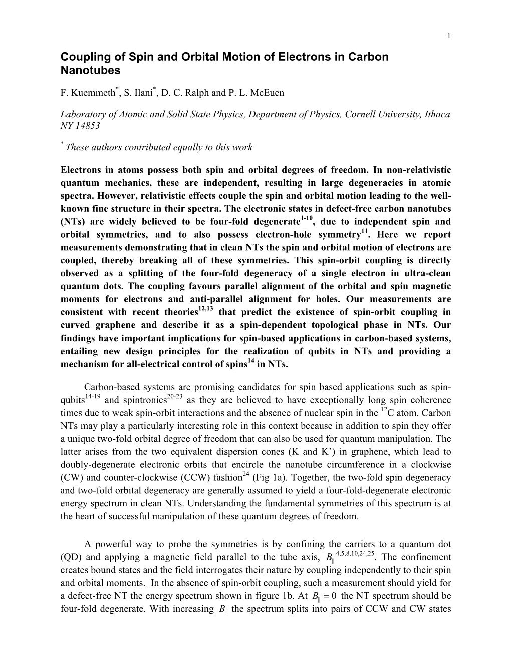 Coupling of Spin and Orbital Motion of Electrons in Carbon Nanotubes