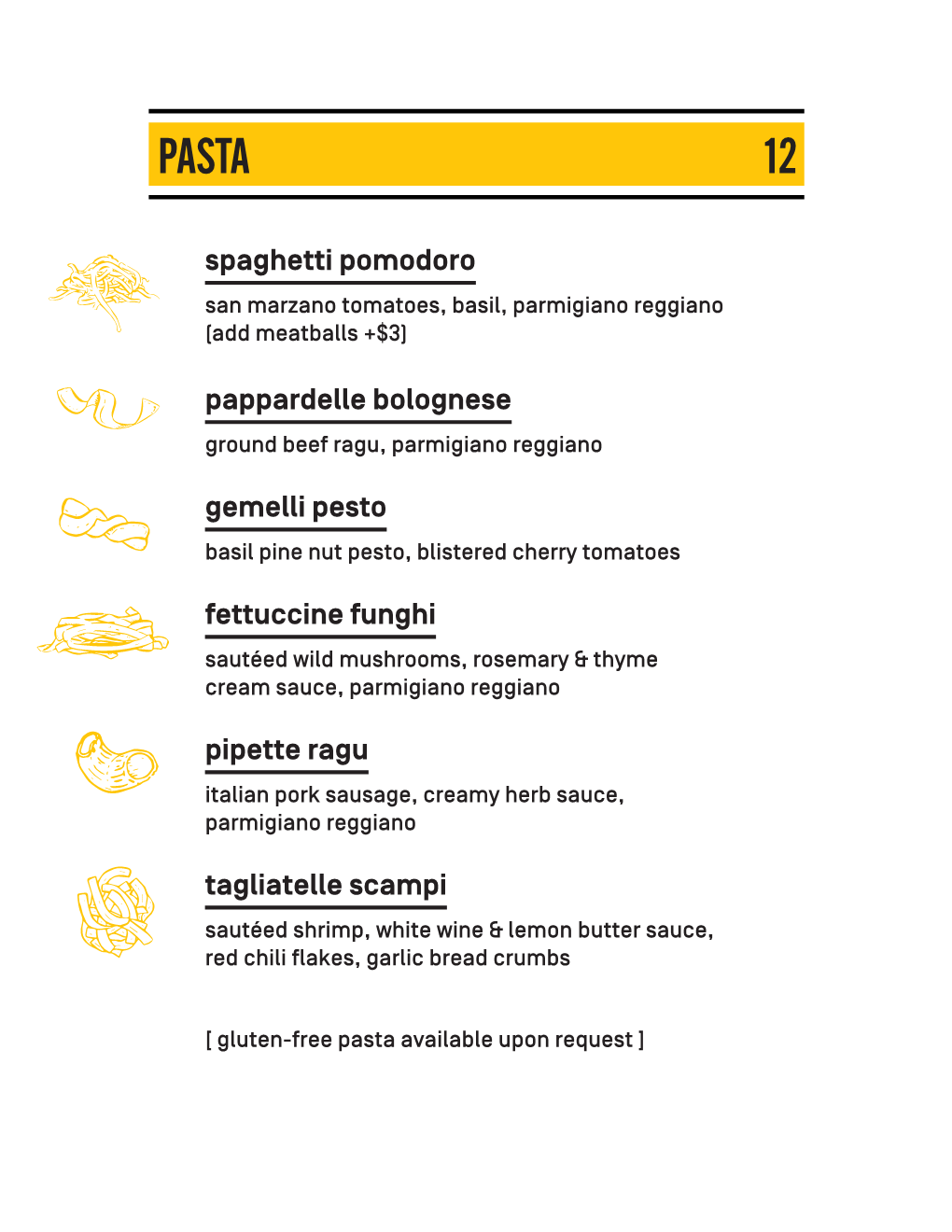 Forma Pasta PDF Menu
