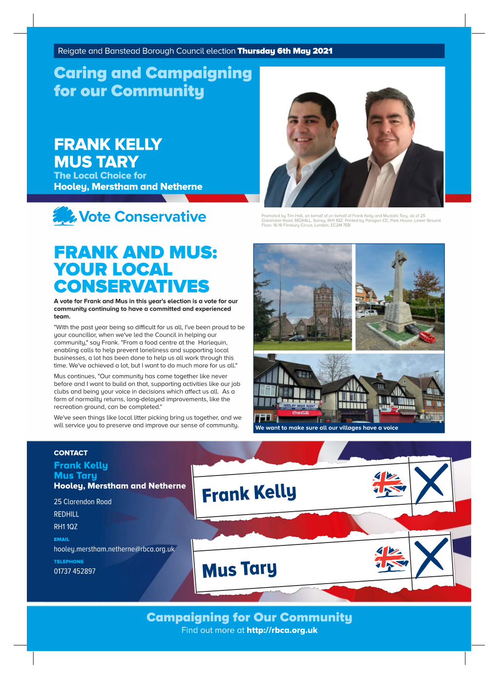 FRANK KELLY MUS TARY the Local Choice for Hooley, Merstham and Netherne