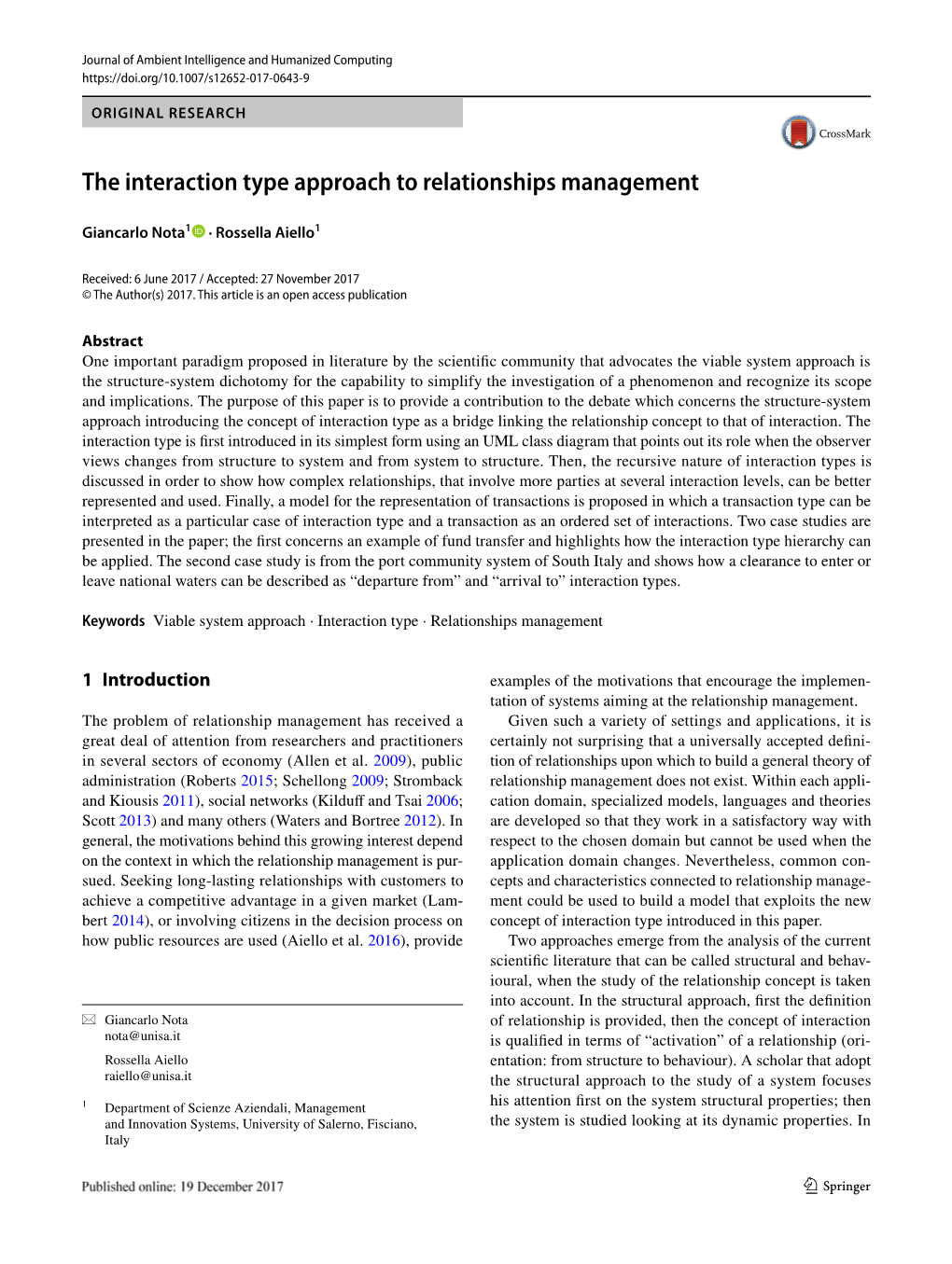 The Interaction Type Approach to Relationships Management