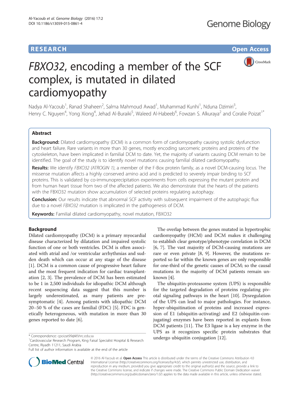 FBXO32, Encoding a Member of the SCF Complex, Is Mutated in Dilated