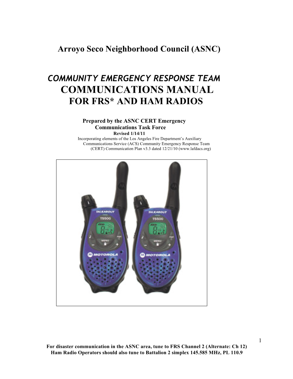 Communications Manual for Frs* and Ham Radios